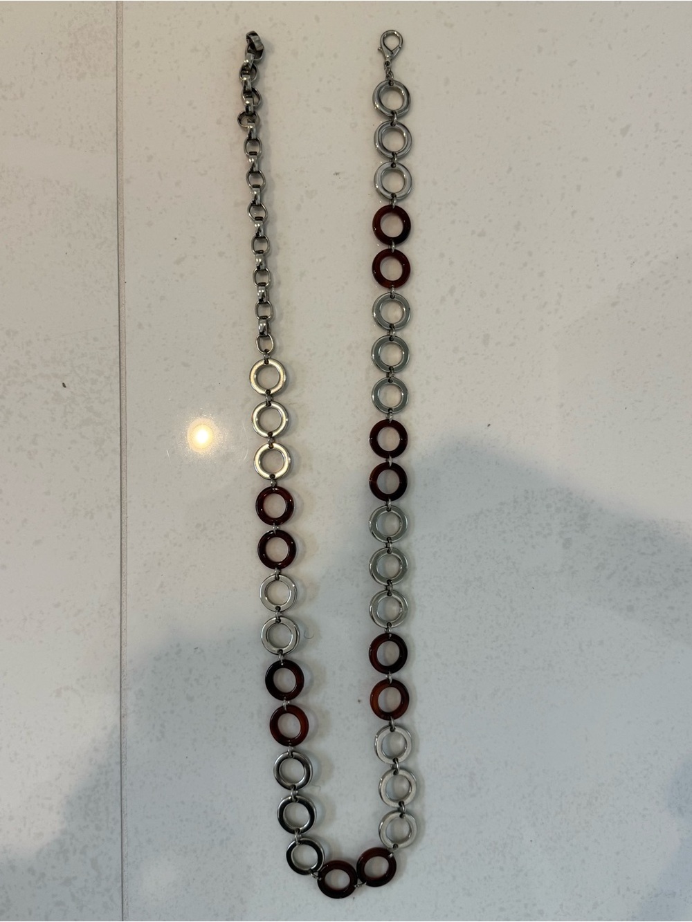 Women’s Silver with Brown Rings chain Belt